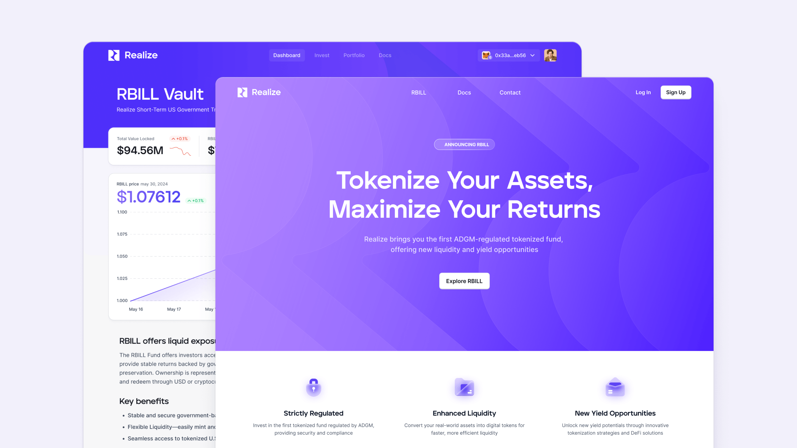 Realize dashboard landing