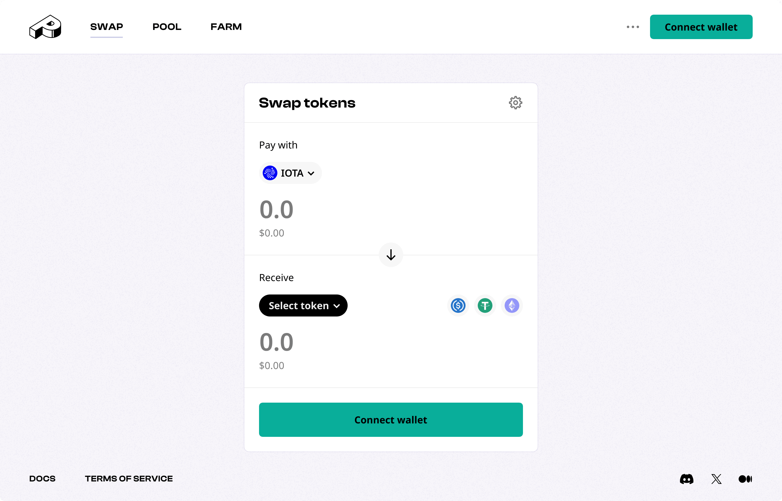 Pools swap interface