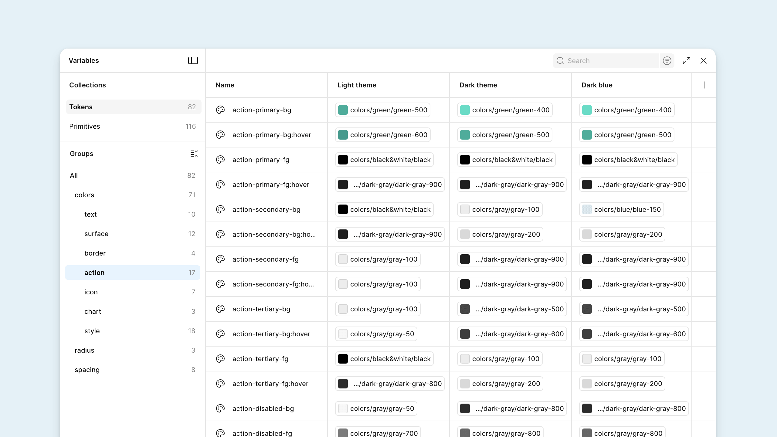 Pools design system variables